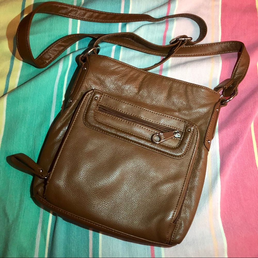 Light brown leather crossbody EUC - Picture 2 of 8